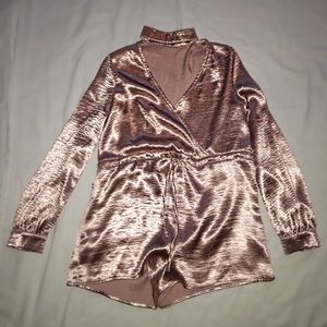 Rose gold satin romper